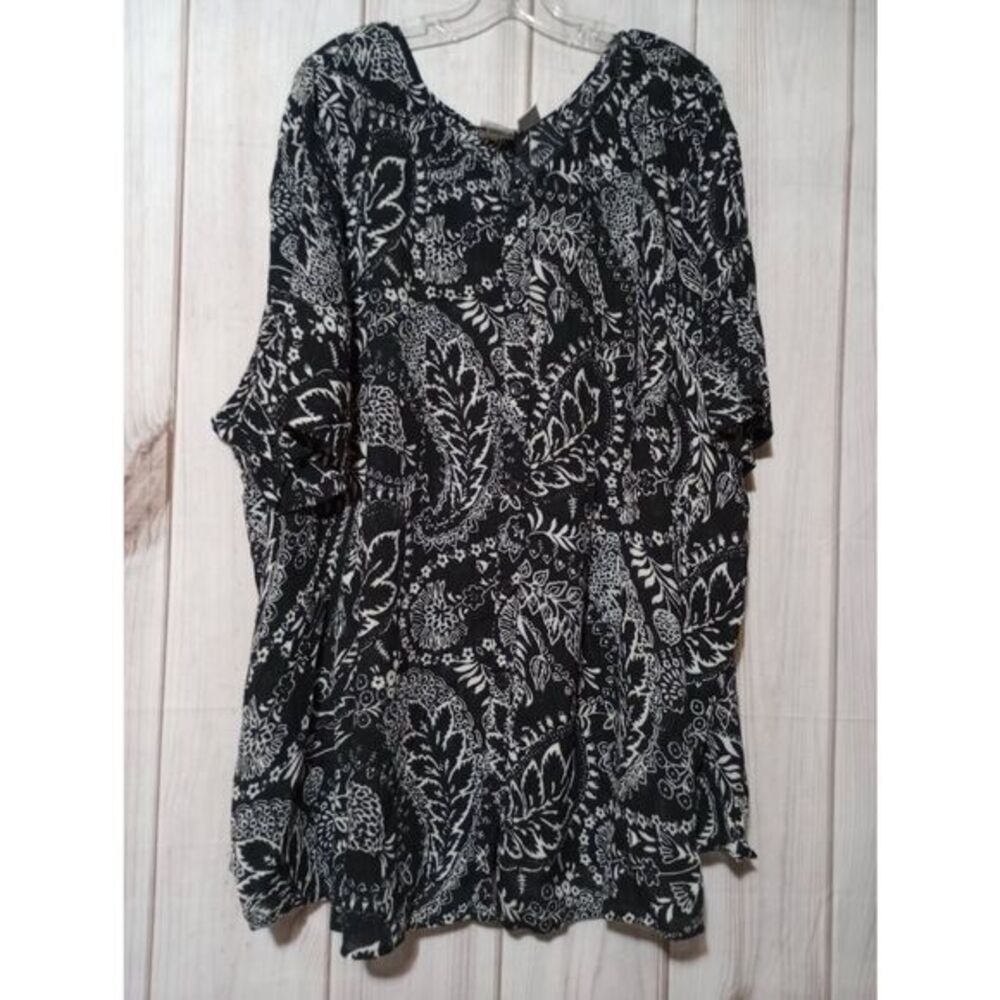 Roamans Shirt Ladies 3x‎ Button Front Semi Sheer